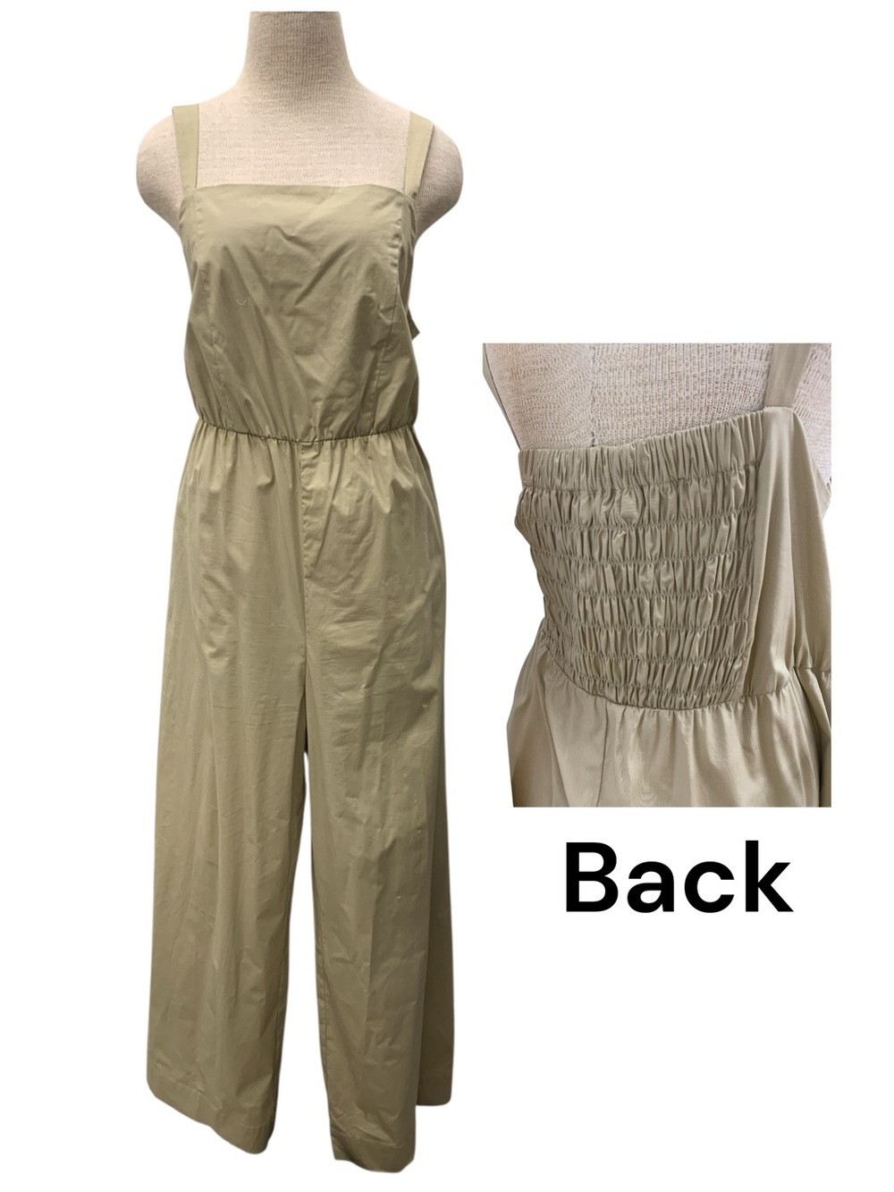 H by Halston Olive Green Square-Neck Jumpsuit Size L